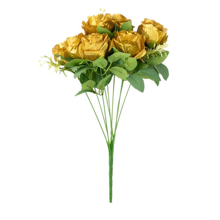 AliKopy 18" Real Touch Gold Artificial Rose Bouquet - Silk Long Stem,