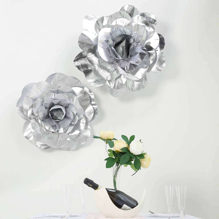AliKopy 2 Pack 24" Large Silver Real Touch Foam DIY Craft Roses