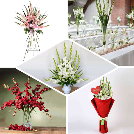 AliKopy 36" Tall White Artificial Silk Gladiolus - Realistic & Durable