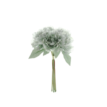 AliKopy 11" Silver Blue Real Touch Silk Peony Bouquet - Lifesize & Ele