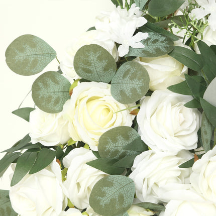 AliKopy Set of 2 Large Silk Rose Floral Swag with Eucalyptus Leaves -