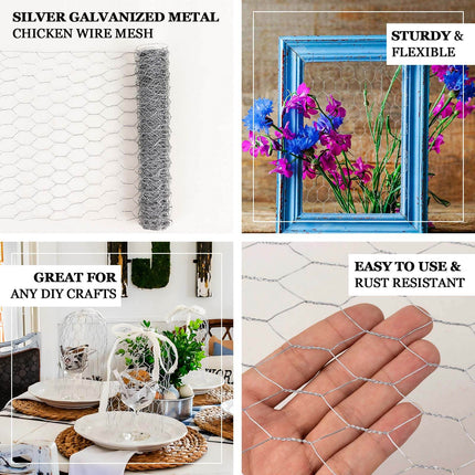 AliKopy 12"x16ft Galvanized Hexagonal Chicken Wire Mesh - Durable & Ve