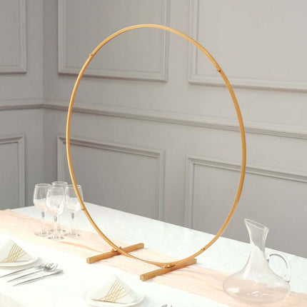 AliKopy 32" Gold Metal Round Hoop Centerpiece - Self-Standing Floral F