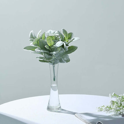 AliKopy 4 Stems Frosted Green Artificial Lambs Ear Plant - Realistic F