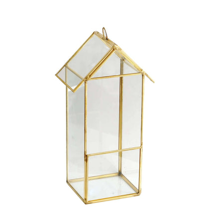 AliKopy Glass Terrarium Hanging Lantern - Gold Metal Design, 11" for A