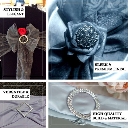AliKopy 5 Pack Gold Plated Rhinestone Brooches - Floral Sash Pins