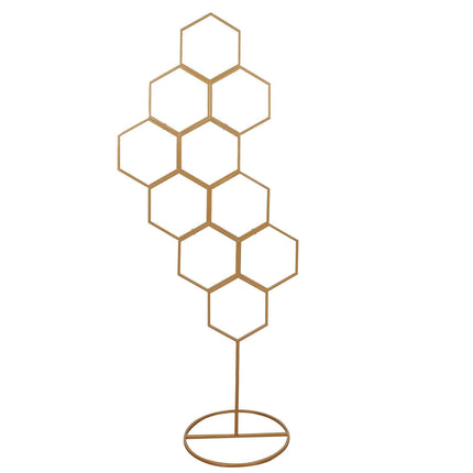 AliKopy 6ft Gold Metal Honeycomb Backdrop Stand & Balloon Arch Display