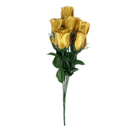 AliKopy 12 Premium Silk Gold Rose Bud Bouquets - Realistic & Durable