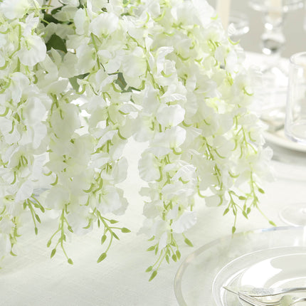AliKopy 6 Pack Cream Silk Wisteria Vines - Long 21" Hanging Plants