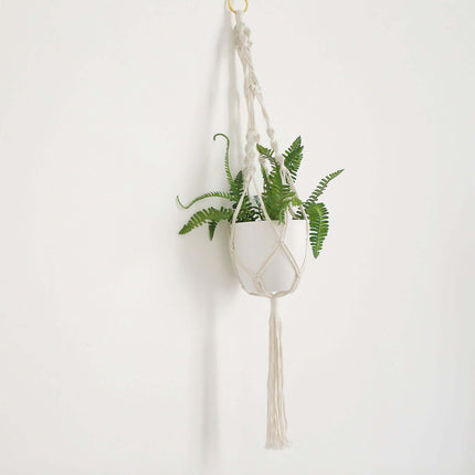 AliKopy 2-Pack Ivory Boho Hanging Planter Baskets - Cotton Rope, Tasse
