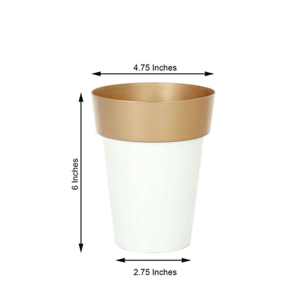 AliKopy 2-Pack Medium White Flower Pots with Gold Rim - 6" Indoor Plan