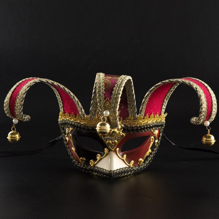 Venetian Masquerade Mask for Men: Festive Bells and Elegant Design