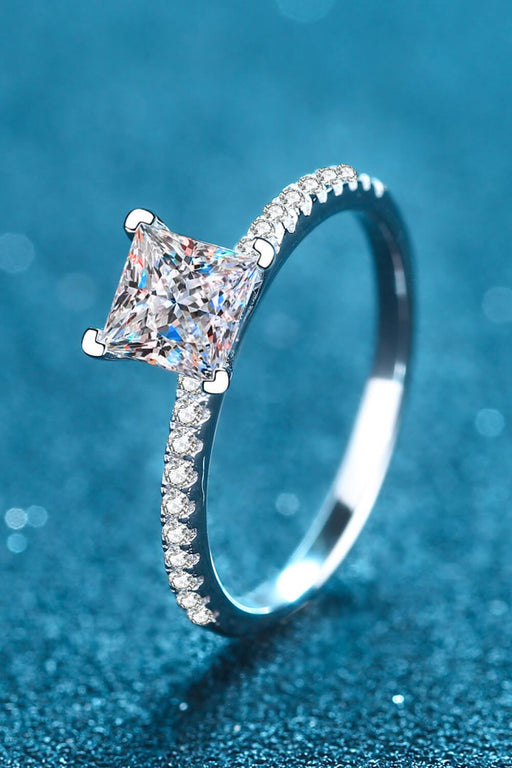 Exquisite Rhodium-Plated Moissanite Ring with Zircon Accents