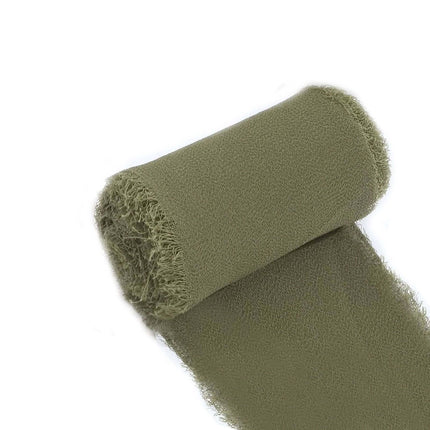 AliKopy 2 Pack Dusty Sage Green Silk-Like Chiffon Ribbon, 6 Yards Each