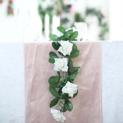 AliKopy 6ft UV Protected Cream Silk Rose Garland - Durable Flower Chai