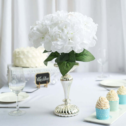 AliKopy 5 Bushes White Artificial Silk Hydrangea Bouquets - Realistic