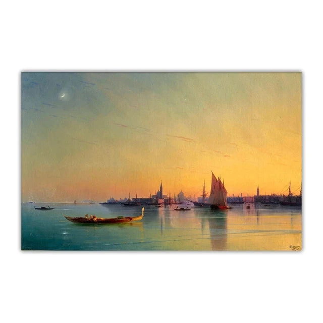 Sailboat Sunset Seascape Canvas Art - Nautical Elegance for Stylish Home Decor