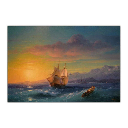 Serene Sailboat Sunset Canvas Print - Coastal Elegance for Stylish Home Accents