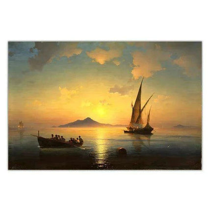Serene Sailboat Sunset Canvas Print - Coastal Elegance for Stylish Home Accents