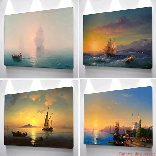 Sunset Sailboat Canvas Print by Ivan Aivazovsky - Seascape Wall Art for Home Decor