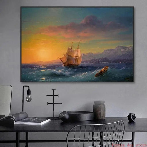 Sailboat Sunset Seascape Canvas Art - Nautical Elegance for Stylish Home Decor