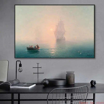 Serene Sailboat Sunset Canvas Print - Coastal Elegance for Stylish Home Accents