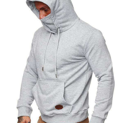 Men's Trendy Hoodie and Long Sleeve T-Shirt Combo with Built-in Mask