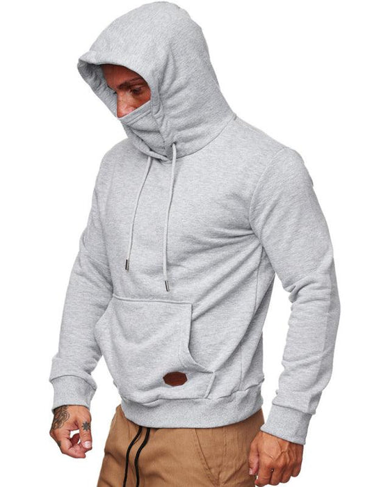 Men's Stylish Hooded Sweatshirt and Long Sleeve T-Shirt Set with Mask