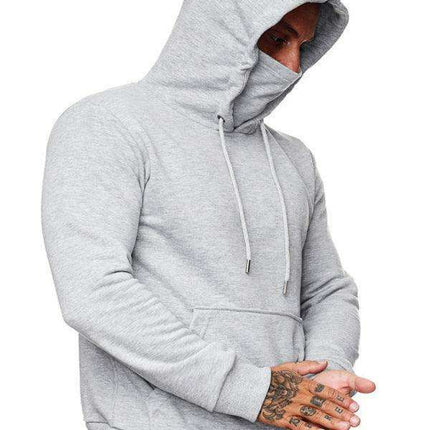 Men's Trendy Hoodie and Long Sleeve T-Shirt Combo with Built-in Mask