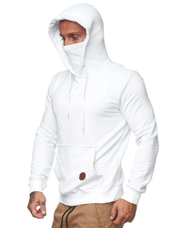 Men's Trendy Hoodie and Long Sleeve T-Shirt Combo with Built-in Mask