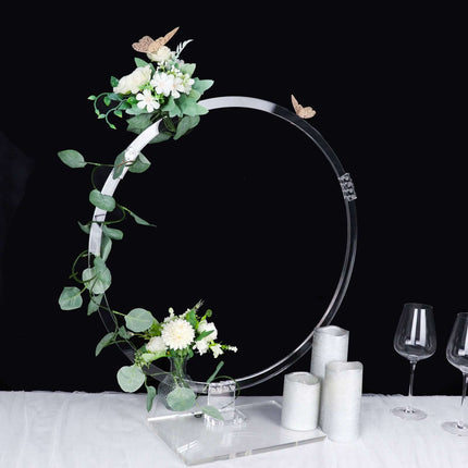 AliKopy 26" Clear Acrylic Wedding Arch Hoop Stand - Tabletop Centerpie