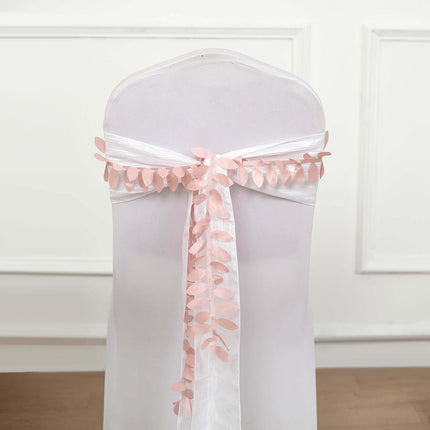 AliKopy Taffeta Ribbon Sash - 4" Leaf Petal Design, 50ft, Dusty Rose