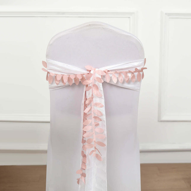 AliKopy Taffeta Ribbon Sash - 4" Leaf Petal Design, 50ft, Dusty Rose