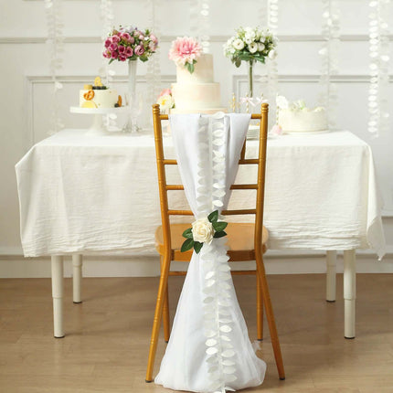 AliKopy Taffeta Ribbon Sash, 4" Leaf Petal Design, Ivory, 50ft