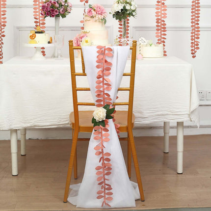 AliKopy Terracotta Taffeta Ribbon Sash, 50ft with 4" Leaf Petal Design