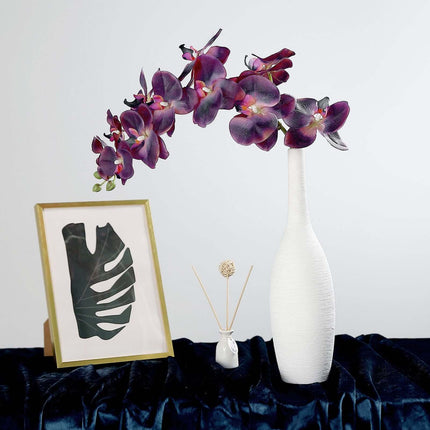 AliKopy 40" Tall Eggplant Silk Orchid Flower Bouquets - 2 Stems, Reali