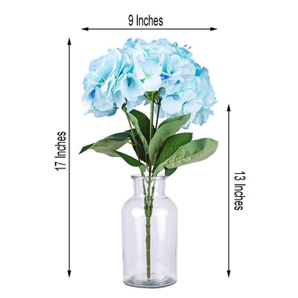 AliKopy 5-Pack Baby Blue Artificial Silk Hydrangea Flower Bouquets