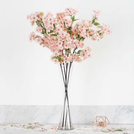 AliKopy 4 Bushes 40" Tall Blush Artificial Silk Cherry Blossom Flowers