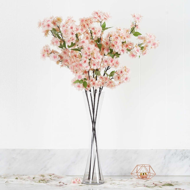 AliKopy 4 Bushes 40" Tall Blush Artificial Silk Cherry Blossom Flowers