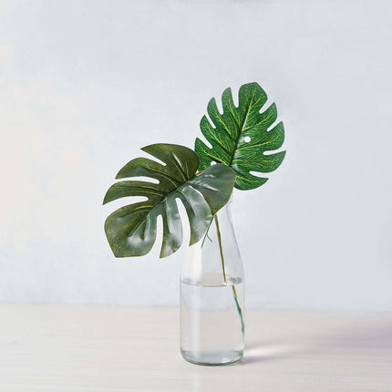 AliKopy 6 Stems Assorted Green Monstera Leaf Plants - Realistic & Dura