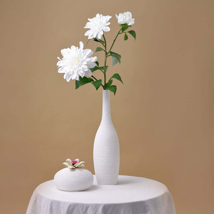 AliKopy 30" Tall White Artificial Dahlia Silk Flower Stem, Lifespan 10