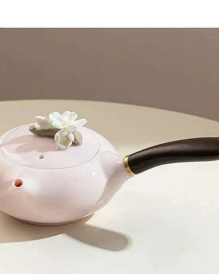 Charming Pink Ceramic Kung Fu Tea Set with Sheep Fat Jade Teapot - Transform Your Tea Rituals