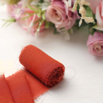 AliKopy 2 Pack Terracotta Silk-Like Chiffon Ribbon Roll, 6 Yards Each