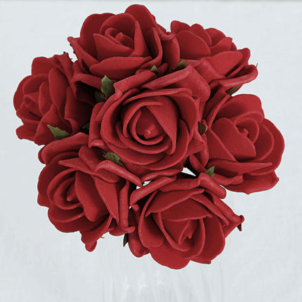AliKopy 24 Red Foam Roses with Stem Wire and Realistic Leaves