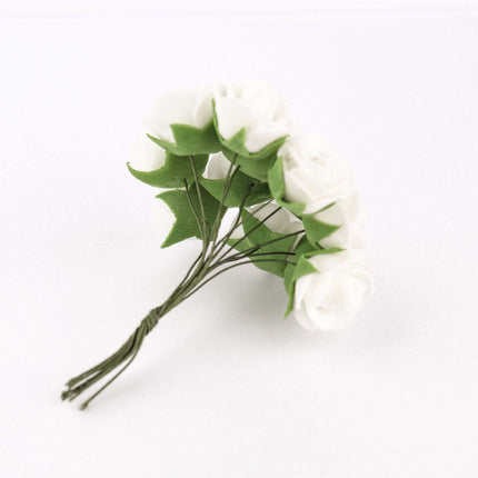 AliKopy 48 White Real Touch Foam Roses - DIY Craft Flowers with Stems