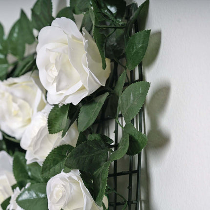 AliKopy 3 Sq Ft Easy-Install White Silk Rose Wall Panel Backdrop