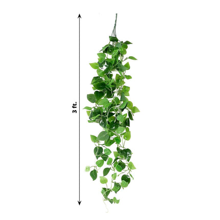 AliKopy 3-Pack Green Pothos Artificial Ivy Vines - 3ft Silk Leaves Gar