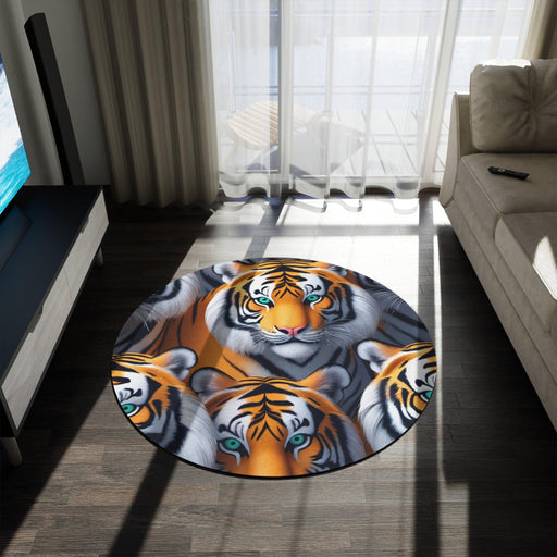 Vibrant Tiger 3D Circle Rug - 60x60 Inch by Maison d'Elite