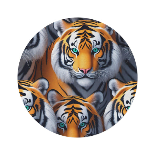 Tiger 3D Vibrant Chenille Circle Rug - 60x60 Inch by Maison d'Elite