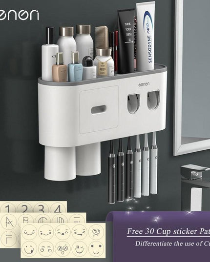 Sleek Magnetic Toothbrush and Toothpaste Organizer with Automatic Dispenser for a Stylish Bathroom Upgrade